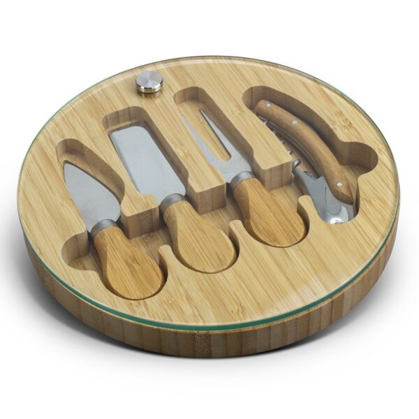 NATURA Glass & Bamboo Cheese Board - Image 2