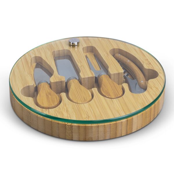 NATURA Glass & Bamboo Cheese Board - Image 3