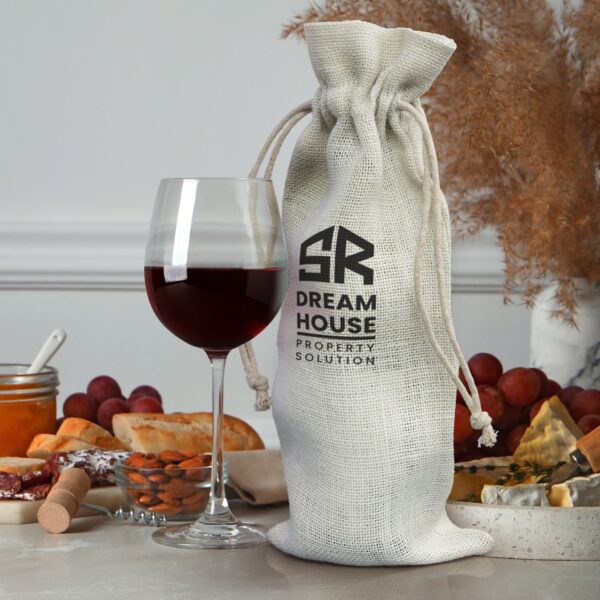 Jute Wine Drawstring Bag - Image 5