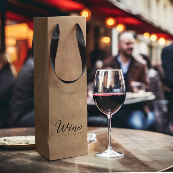 Wine Ribbon Handle Paper Bag - Image 4