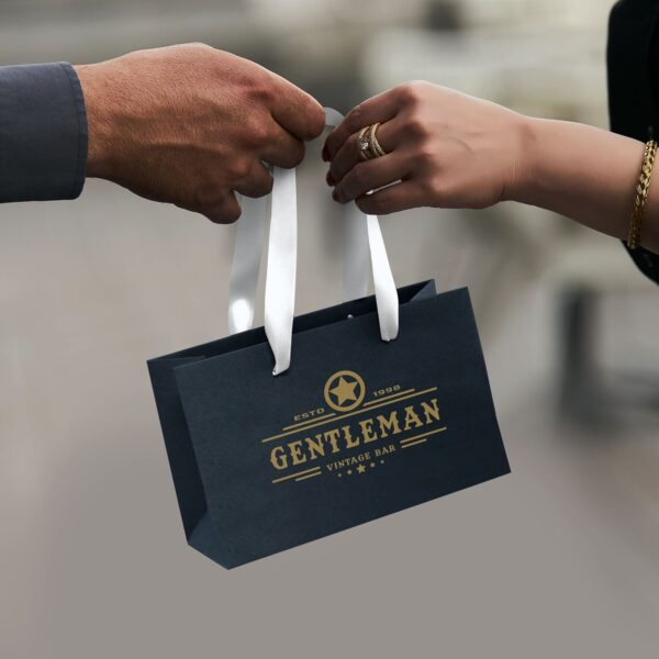 Small Ribbon Handle Paper Bag - Image 4