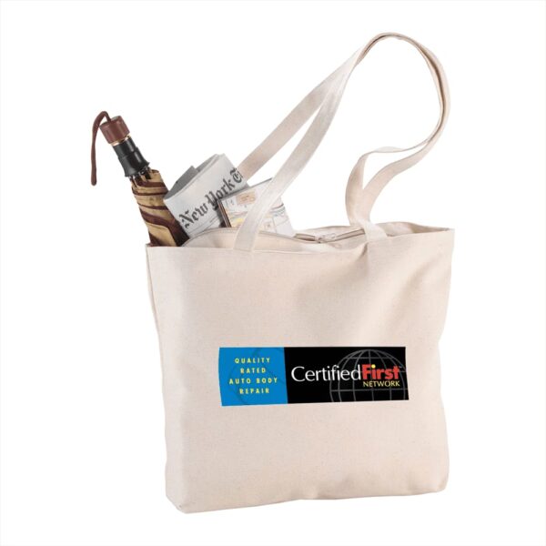 Zippered 10oz Cotton Canvas Shopper Tote - Image 4