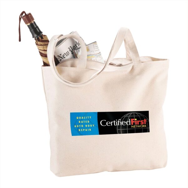 Zippered 10oz Cotton Canvas Shopper Tote - Image 5