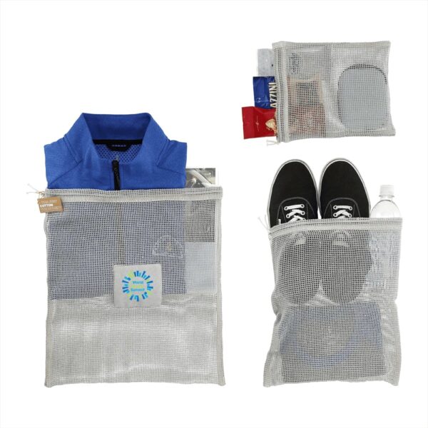 Recycled Cotton Mesh Cinch Pouch Set - Image 3