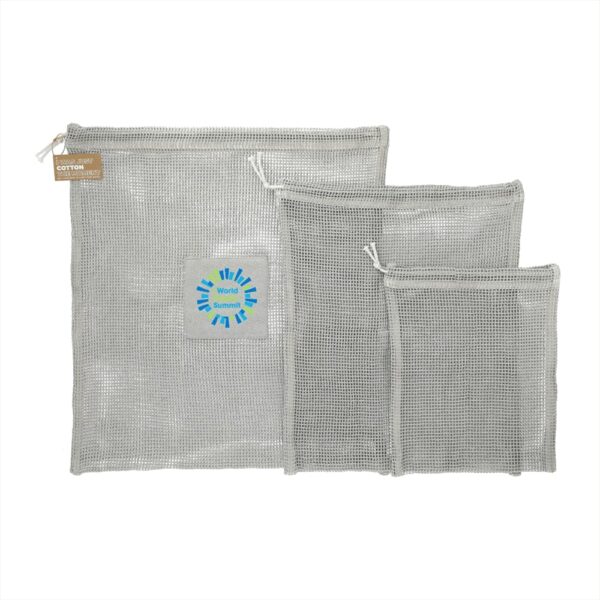 Recycled Cotton Mesh Cinch Pouch Set - Image 4
