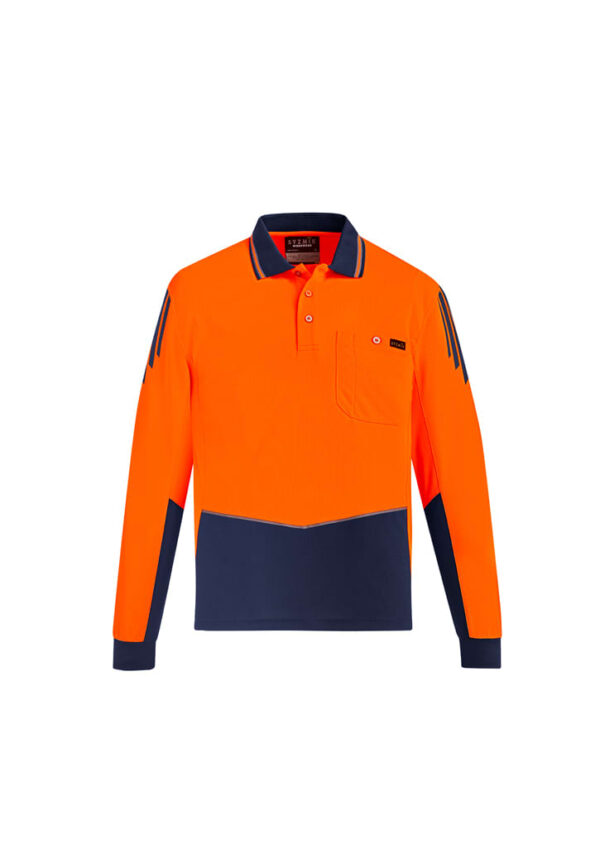 Mens Hi Vis Flux Long Sleeve Polo - Image 2