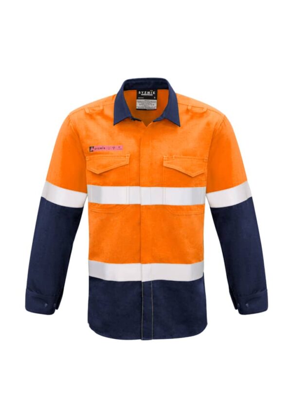 Mens Red Flame Hi Vis Shirt - Hoop Taped - Image 2