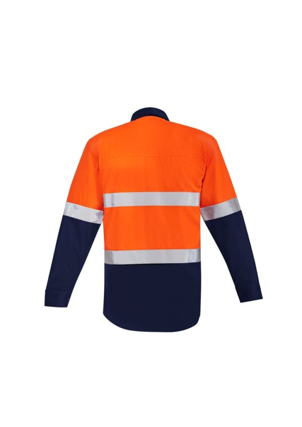 Mens Orange Flame Hi Vis Open Front Spliced Shirt - Hoop Taped - Image 5
