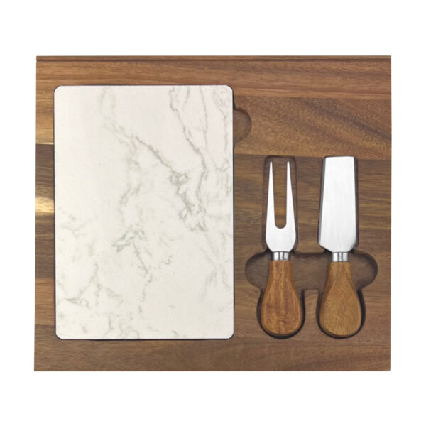 Fuzo Marble Cheeseboard and Knife Set - Image 2