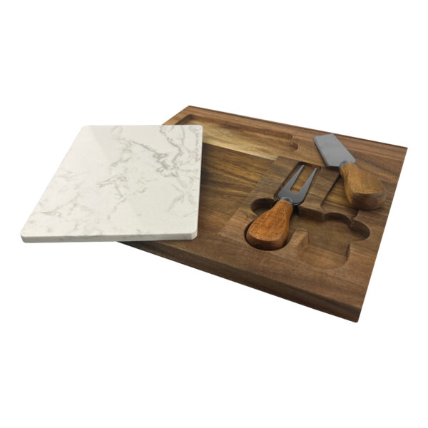 Fuzo Marble Cheeseboard and Knife Set - Image 3