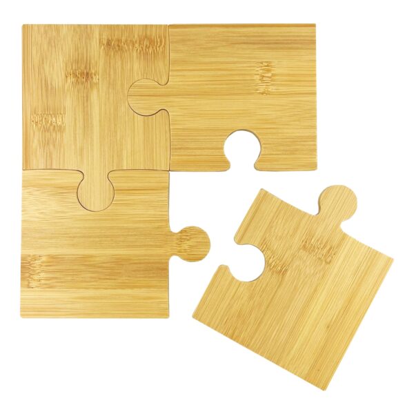 Puzzle Bamboo Coaster Set - Image 2