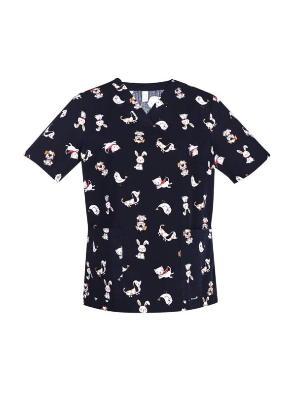 Womens Printed Best Friends Scrub Top - Image 5