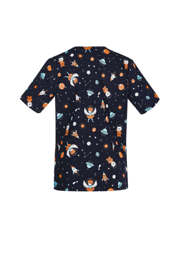 Womens Printed Space Party Scrub Top - Image 7