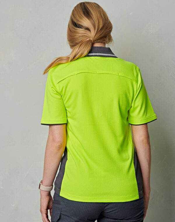 Unisex Hi Vis Bamboo Charcoal Vented Ss Polo - Image 2