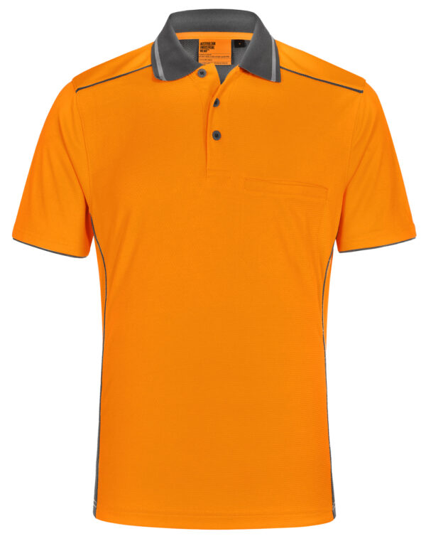 Unisex Hi Vis Bamboo Charcoal Vented Ss Polo - Image 3
