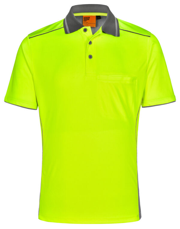 Unisex Hi Vis Bamboo Charcoal Vented Ss Polo - Image 4