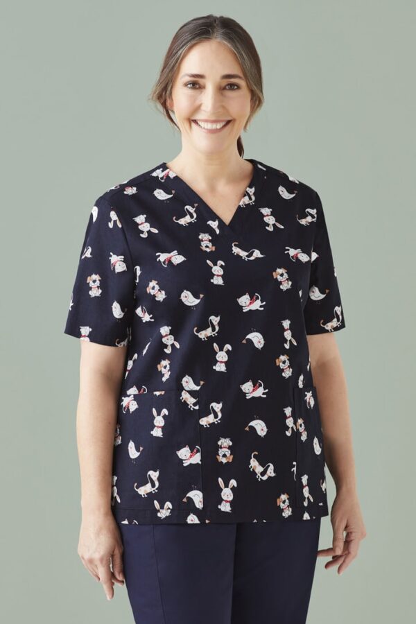 Womens Printed Best Friends Scrub Top - Image 2