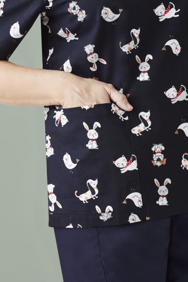 Womens Printed Best Friends Scrub Top - Image 4