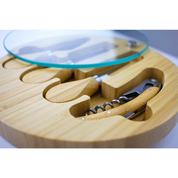 Trekk Round Bamboo Glass Cheese Set - Image 4