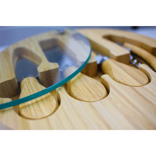 Trekk Round Bamboo Glass Cheese Set - Image 5