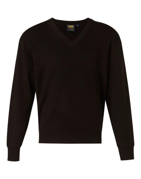 Unisex Wool/ Acrylic V Neck Jumper - Image 3
