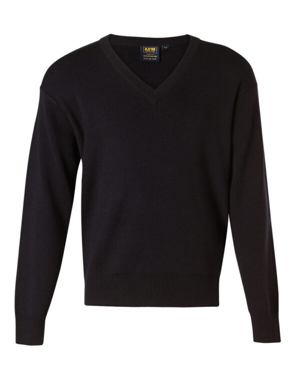 Unisex Wool/ Acrylic V Neck Jumper - Image 5
