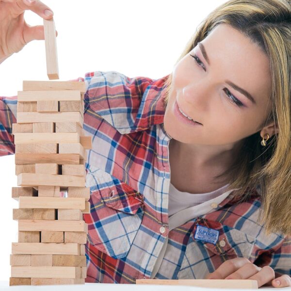 Tumbling Tower Wood Block Stacking Game - Image 9