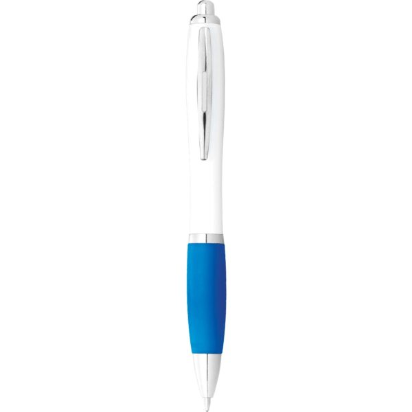 Nash Ballpoint Pen with White Barrel and Coloured Grip - Image 2