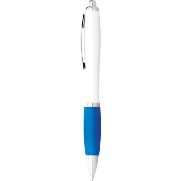 Nash Ballpoint Pen with White Barrel and Coloured Grip - Image 3