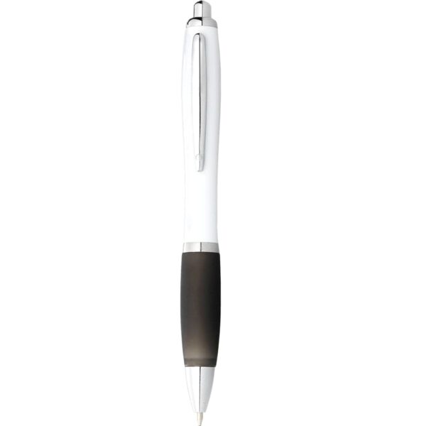 Nash Ballpoint Pen with White Barrel and Coloured Grip - Image 4