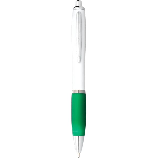 Nash Ballpoint Pen with White Barrel and Coloured Grip - Image 8