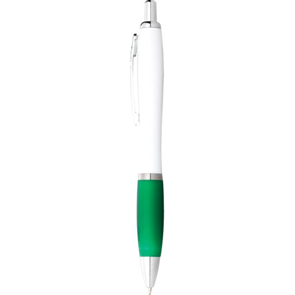 Nash Ballpoint Pen with White Barrel and Coloured Grip - Image 9