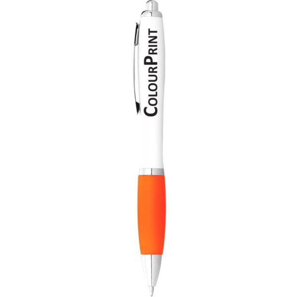 Nash Ballpoint Pen with White Barrel and Coloured Grip - Image 17