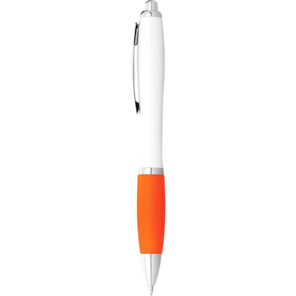 Nash Ballpoint Pen with White Barrel and Coloured Grip - Image 10