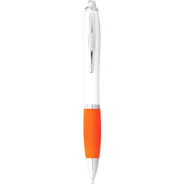 Nash Ballpoint Pen with White Barrel and Coloured Grip - Image 11