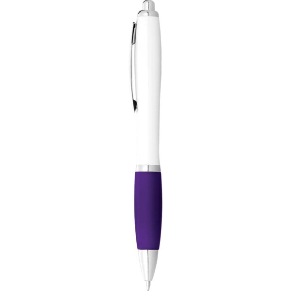 Nash Ballpoint Pen with White Barrel and Coloured Grip - Image 12