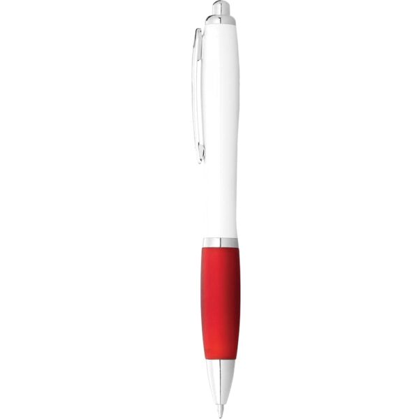Nash Ballpoint Pen with White Barrel and Coloured Grip - Image 14
