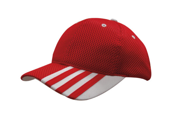 Sandwich Mesh Cap with Striping on Peak - Image 4