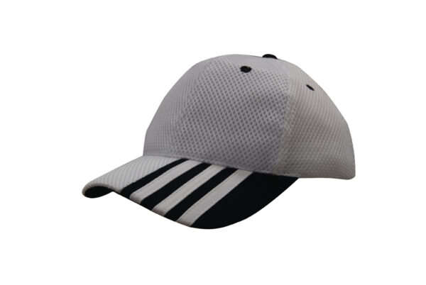 Sandwich Mesh Cap with Striping on Peak - Image 6