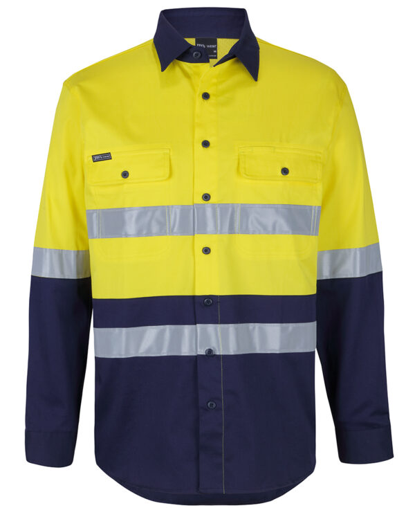 JB's Hi Vis (D+N) L/S Stretch Work Shirt with Tape - Image 3