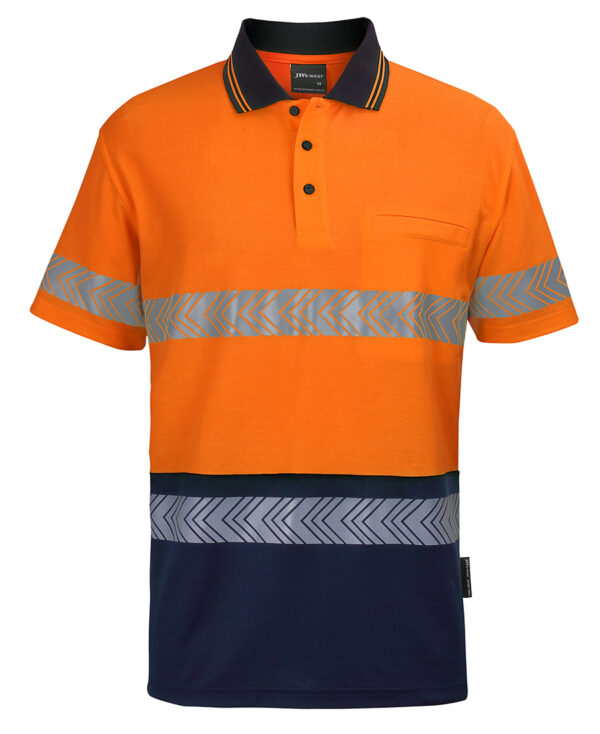 JB's Hi Vis (D+N) Cotton Back S/S Segmented Tape Polo - Image 3