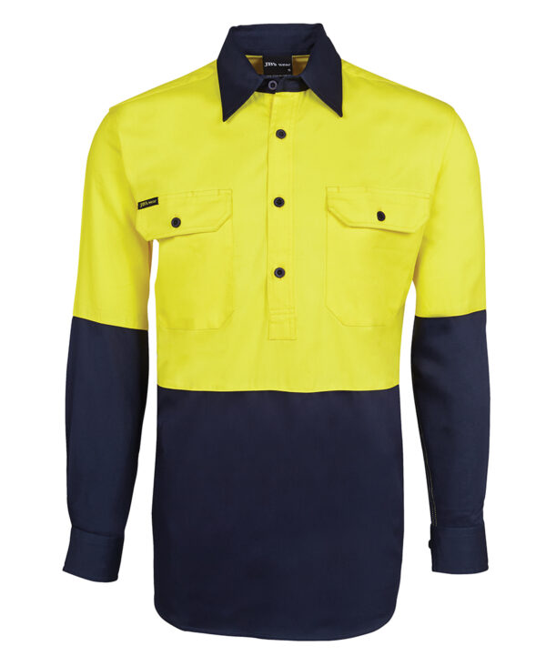 JB's Hi Vis Close Front L/S 190g Work Shirt - Image 3