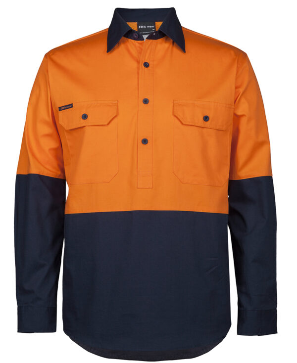 JB's Hi Vis Close Front L/S 150g Work Shirt