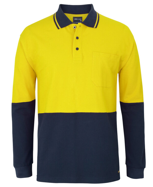 JB's Hi Vis L/S Cotton Pique Trad Polo - Image 3