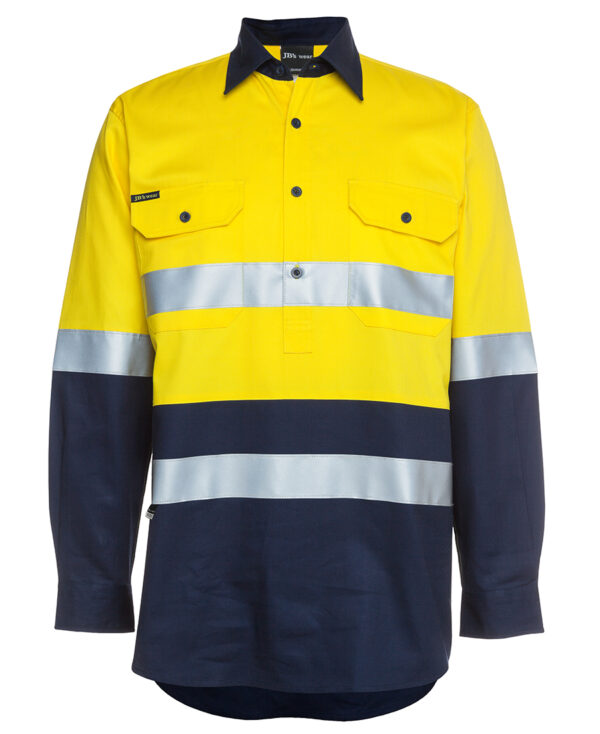 JB's Hi Vis (D+N) Close Front L/S 190g Work Shirt - Image 5