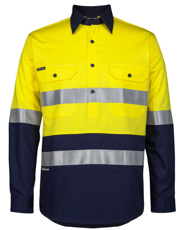 JB's Hi Vis (D+N) Close Front L/S 150g Work Shirt - Image 3