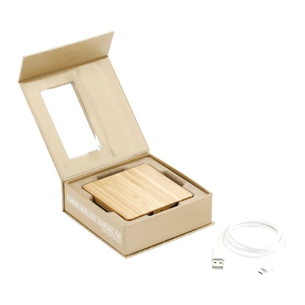 FSC Bamboo Wireless Charging Pad with Dual Outputs - Image 3