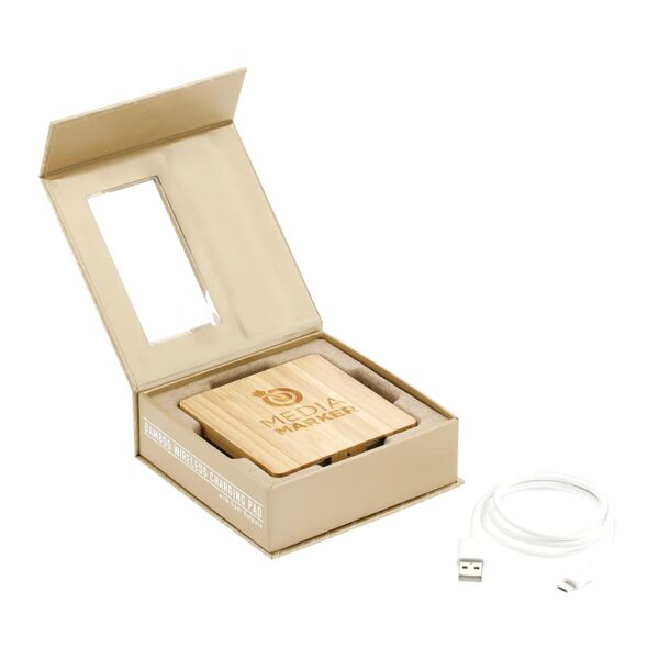 FSC Bamboo Wireless Charging Pad with Dual Outputs - Image 6