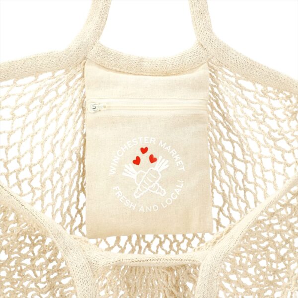 Riviera Cotton Mesh Market Bag w/ Zippered Pouch - Image 5