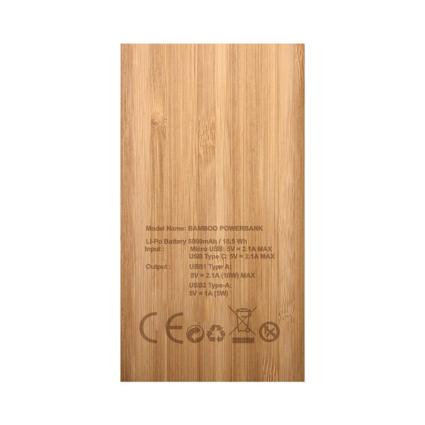 Kendal Bamboo Power Bank - 5000 mAh - Image 8